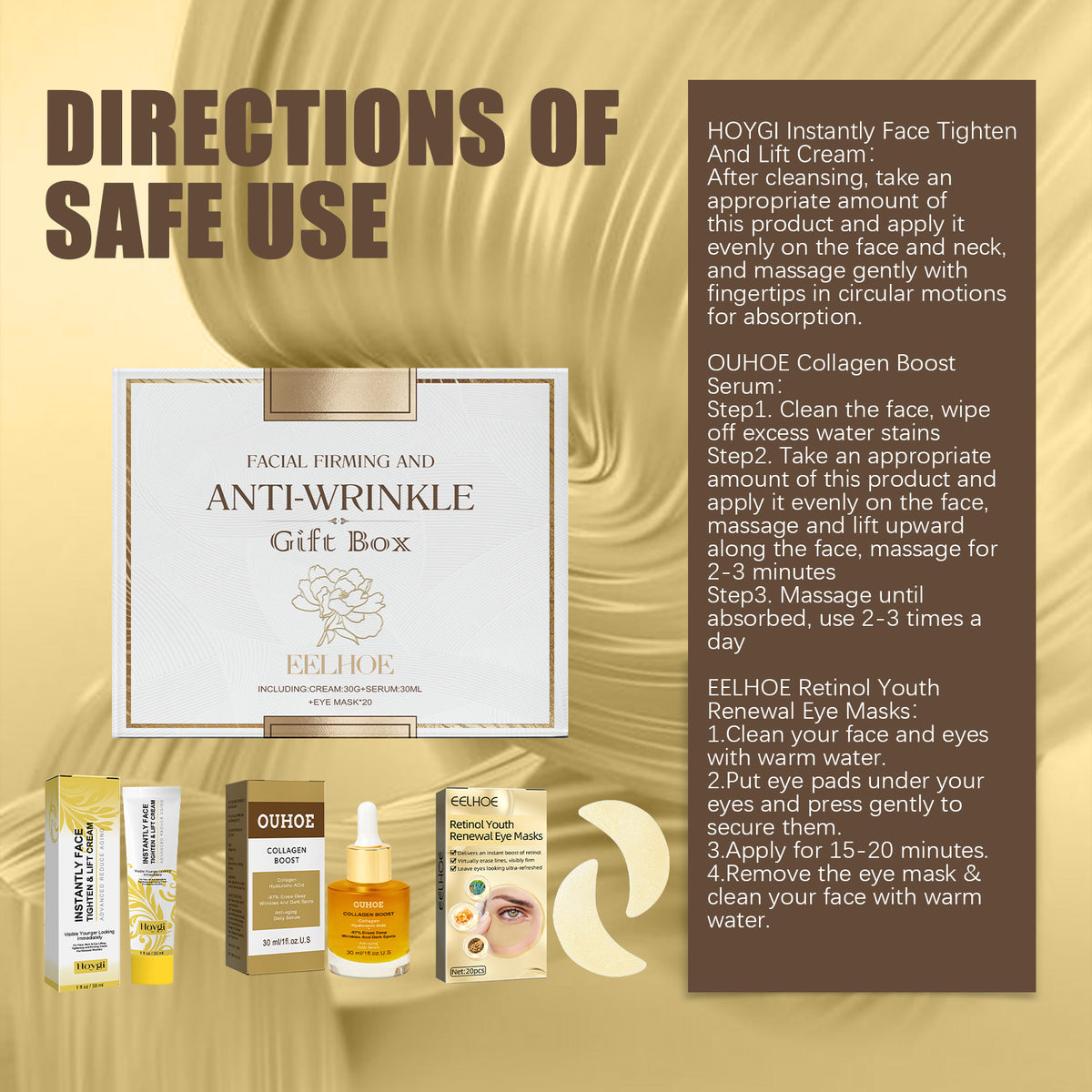 Facial Skin Care Gift Box, Moisturizing And Moisturizing Face And Eye Skin Rejuvenation Care And Lotion Set