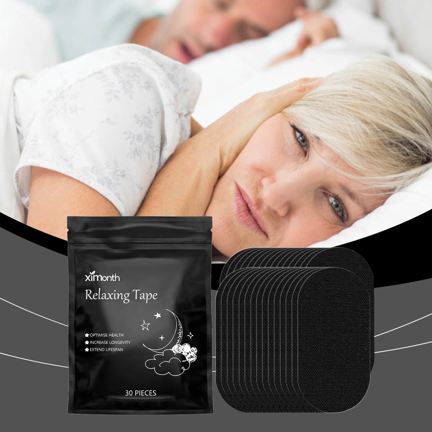 Ximonth Anti-Snoring Sleep Patch, Anti-Snoring Care Sleep At Night To Relieve Dry Mouth And Nose Discomfort Rest Patch