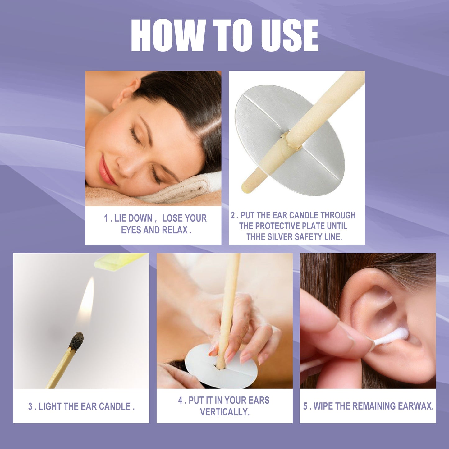 EELHOE Aromatherapy Ear Candle Gentle Cleansing Treatment Relaxing With Multicolor Ear Candle Set