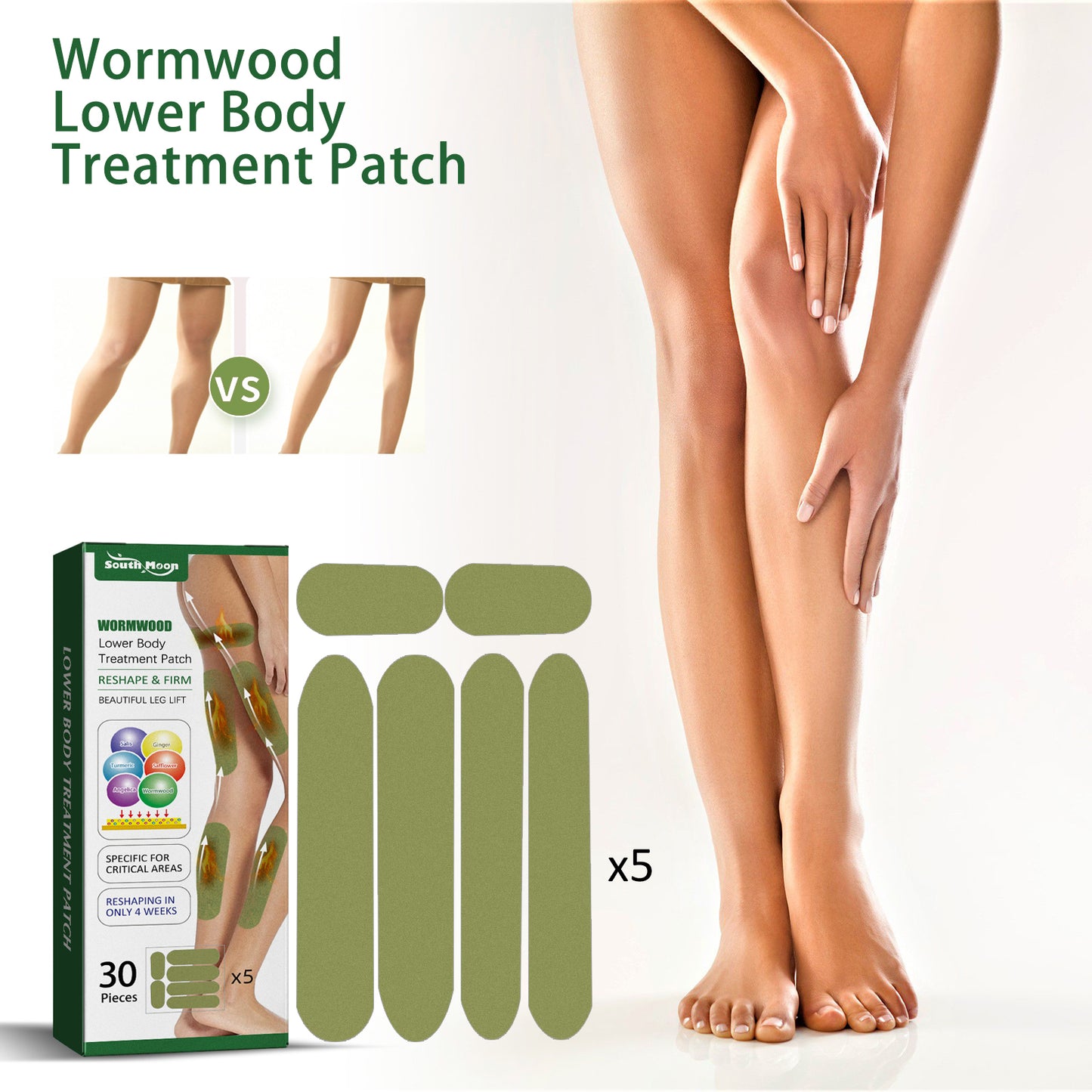 South Moon Wormwood Leg Patch Helps To Improve The Line Of The Legs Of Lazy People To Shape And Tighten The Skin Of The Legs