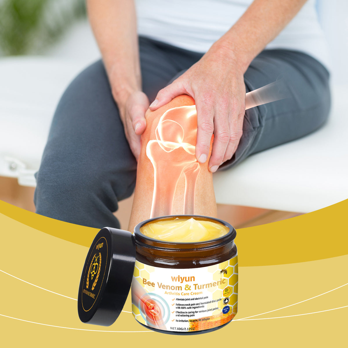 Wiyun Turmeric Joint Care Cream, Neck And Back Body Joint Massage Treatment Topical Body Care Cream