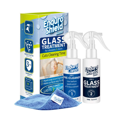 enduroshield home treatment 2 oz kit; for showers & more -one application protects, makes glass easier to clean for 3 years.