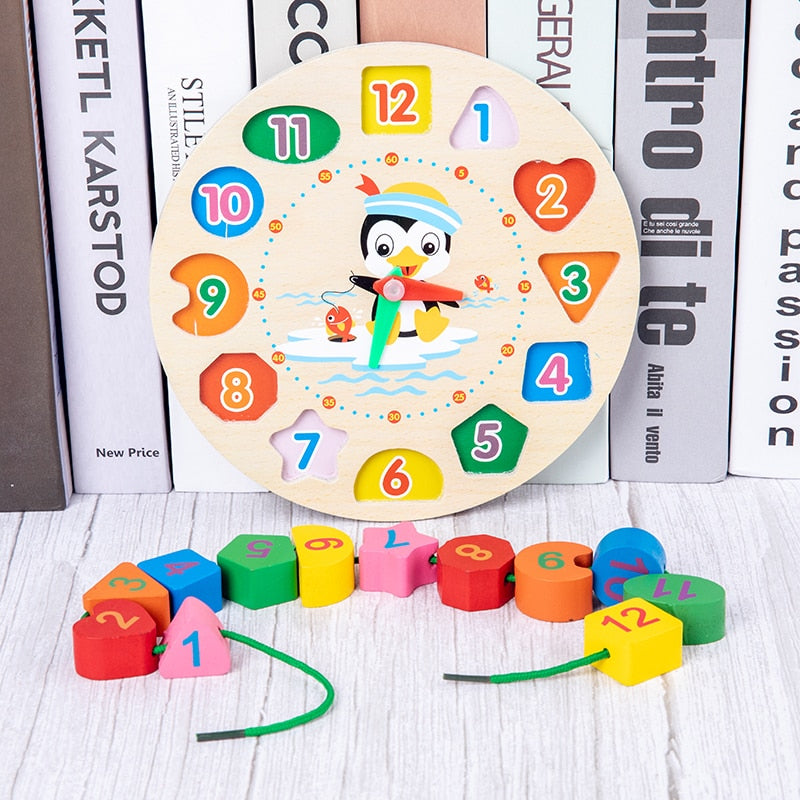 Wooden Geometric Shape Color Digital Cognition Puzzle