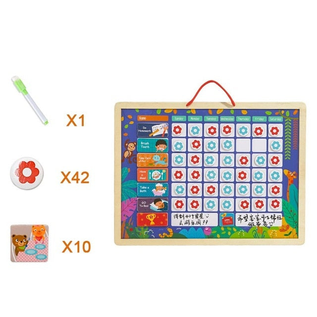 Wooden Magnetic Kids Schedule Educational Toys