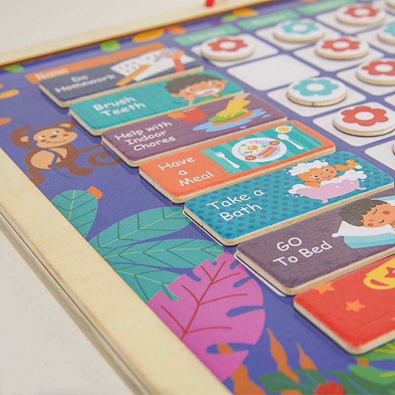 Wooden Magnetic Kids Schedule Educational Toys