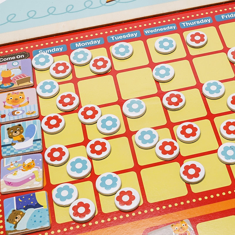 Wooden Magnetic Kids Schedule Educational Toys