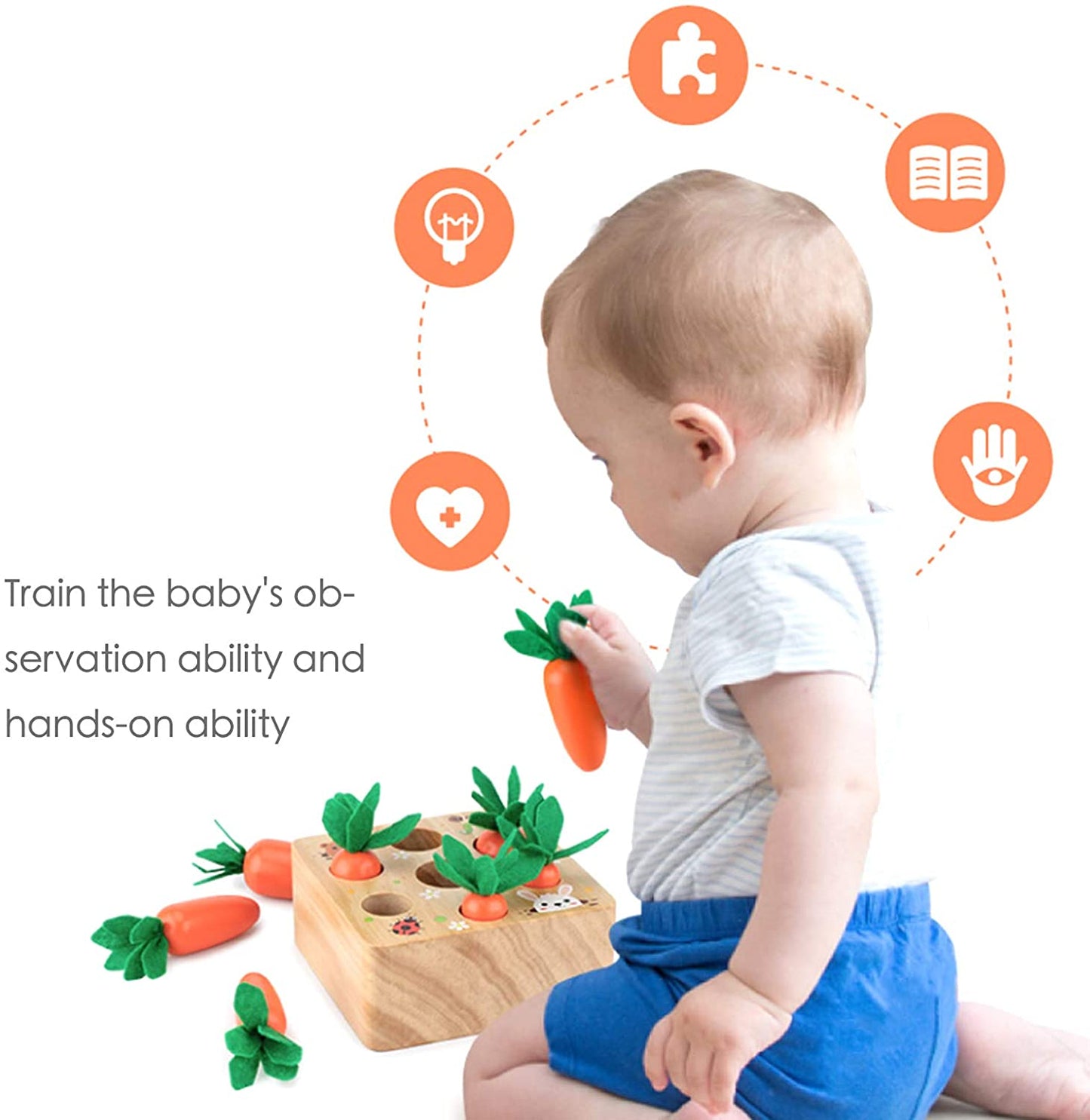 Baby Pull Carrot Wooden Toy