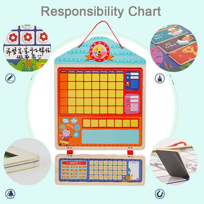 Wooden Magnetic Kids Schedule Educational Toys