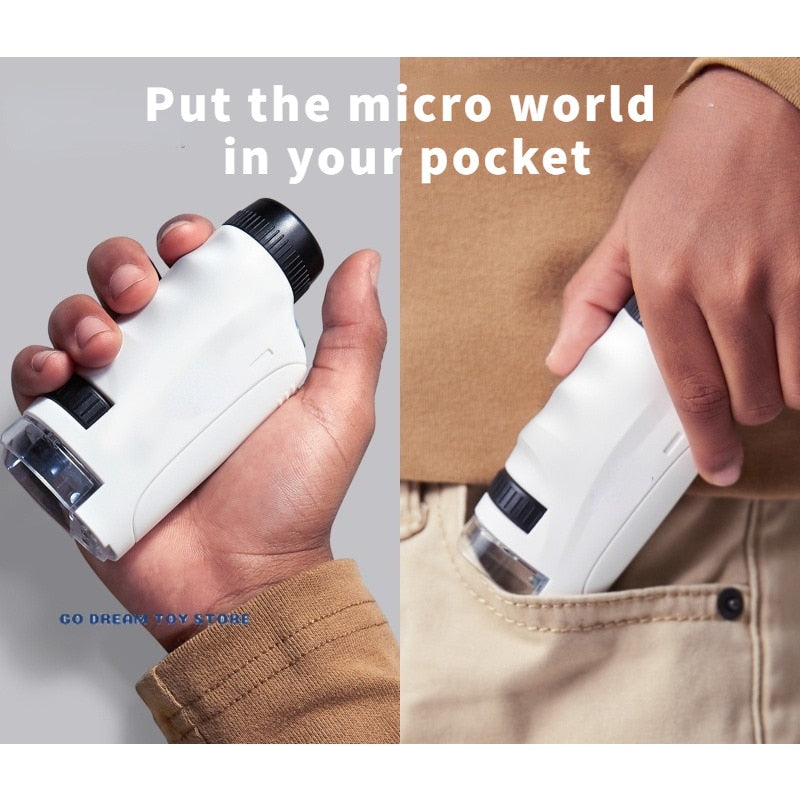 Handheld Microscope Kit Lab LED Light 60X-120X