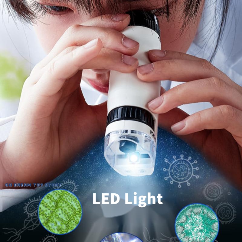 Handheld Microscope Kit Lab LED Light 60X-120X