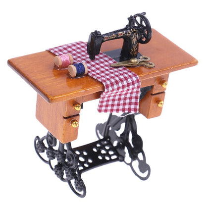Wooden Dollhouse Sewing Machine With Cloth