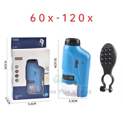 Handheld Microscope Kit Lab LED Light 60X-120X