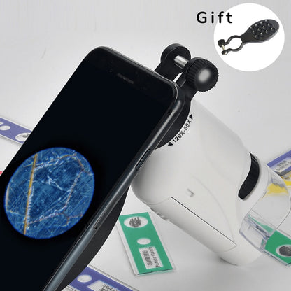 Handheld Microscope Kit Lab LED Light 60X-120X